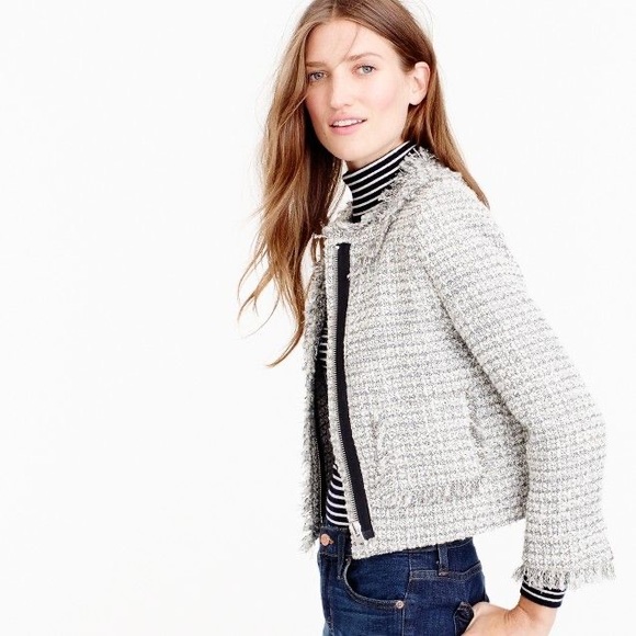 J. Crew Jackets \u0026 Coats | J. Crew Tweed Metallic Lady Jacket | Color: Silver/White | Size: 00 | Jarmusikna's Closet